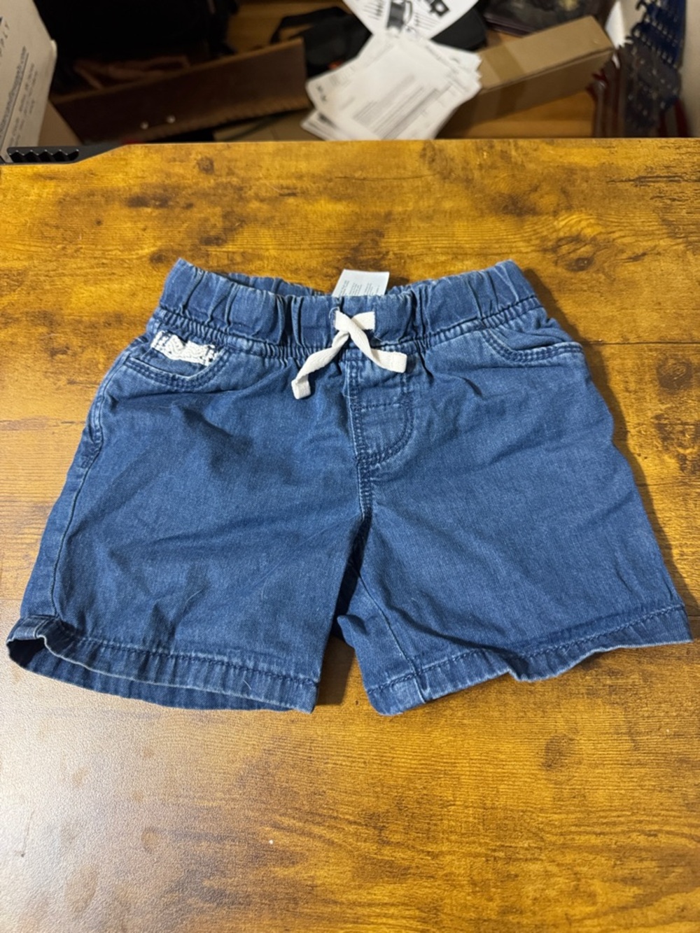 Carter's Indigo Denim-Look Pull-On Shorts with Drawstring